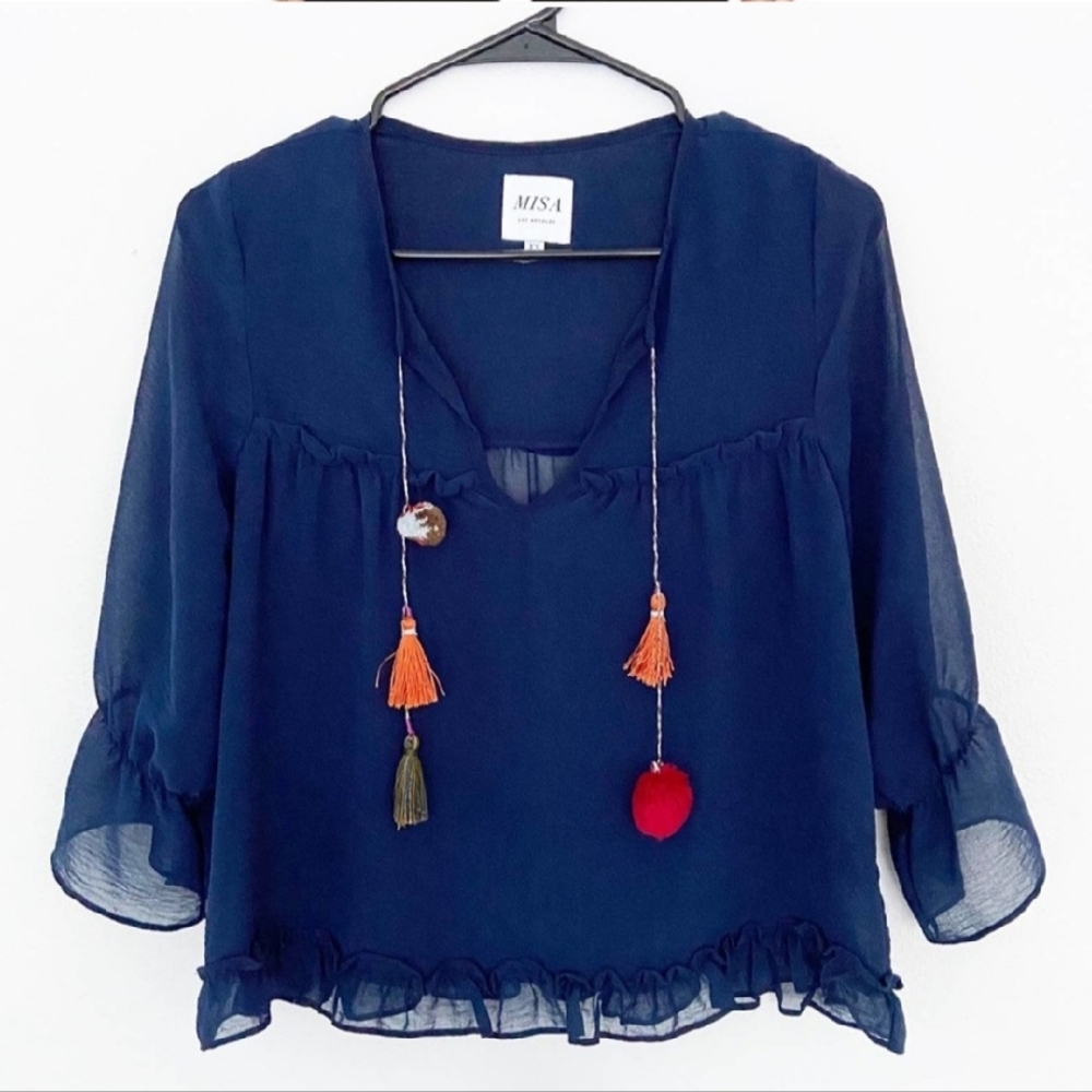 Misa Los Angeles Pom Pom Blouse - Picture 3 of 7